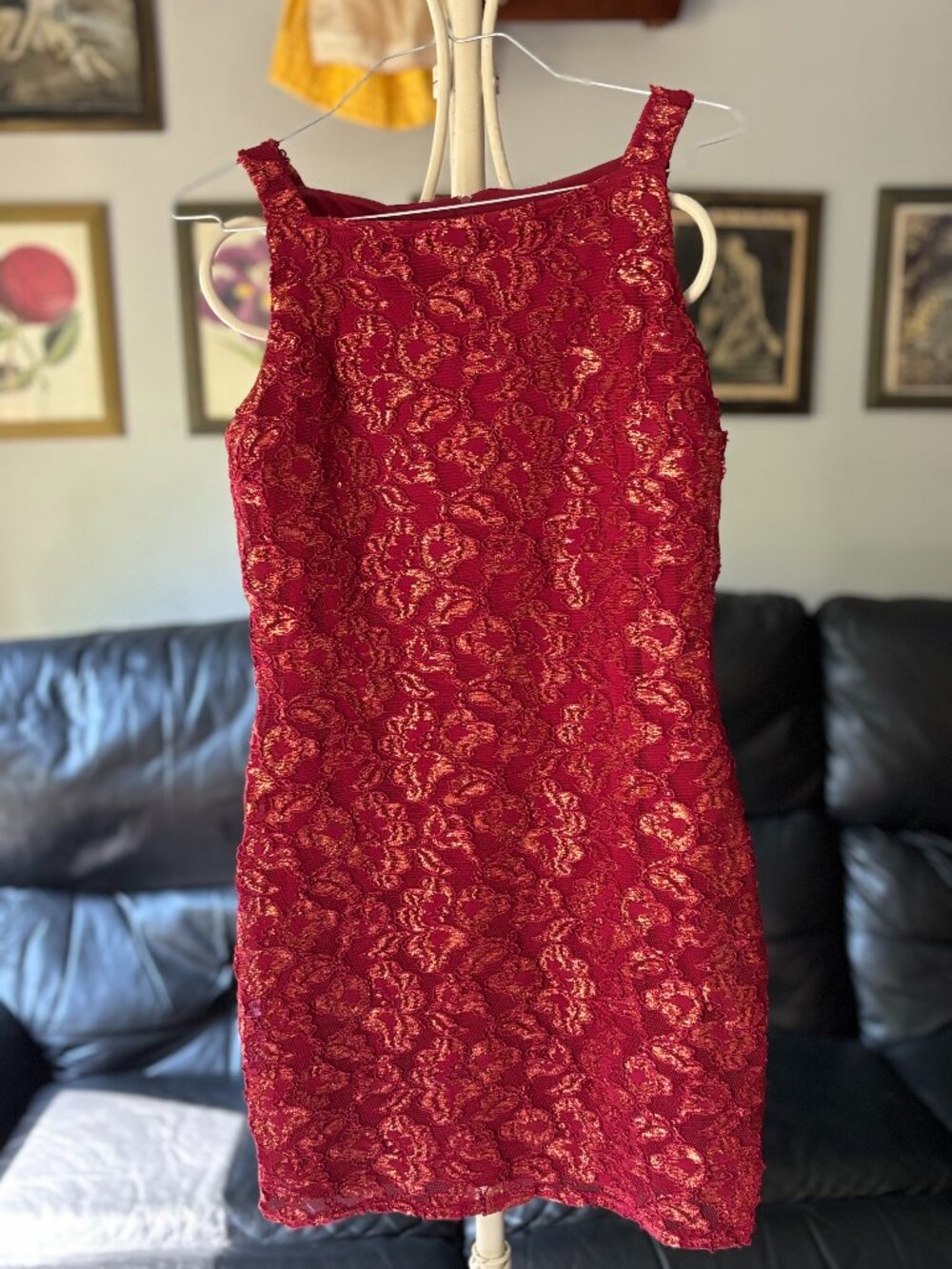 Scott McClintock Little Red Sparkle Lace Sleeveless Mini Dress